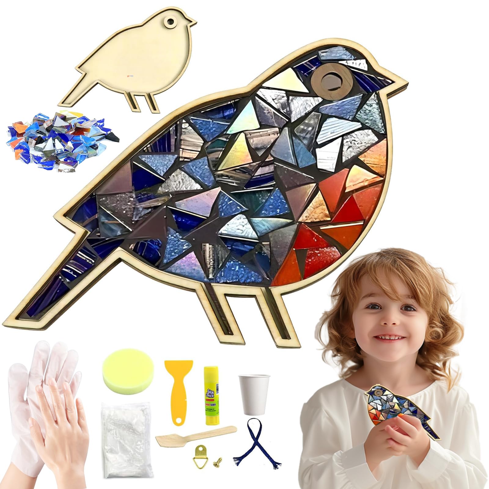 Amazon.co.jp: ZTIKSNYU DIY ガラス モザイクタイル 鳥 アートクラフト